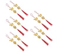 Alipis 10 Pièces Décorations Nouvel an Chinois Pendants Caractère Fu Rouge Suspendus pour Arbre Festival du Printemps