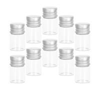 Alipis 10 pièces Lot Mini Flacons Verre avec Bouchon Aluminium Argenté Bouteilles Voyage Compactes pour Poudre Liquide Bonbons et Messages Amour
