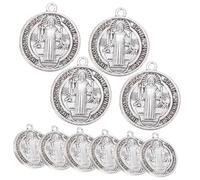 Alipis 10 pièces Médaille Saint Benoît Alliage de Zinc Inoxydable Pendentifs Croix Italiennes pour DIY Colliers Bracelets et Porte-clés Accessoires Religieux Polyvalents et Durables