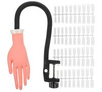 Alipis 100 pièces Modèle Main Factice Silicone Flexible avec Support et Capsules Faux Ongles pour Pratique Manucure Nail Art Accessoires Professionnels