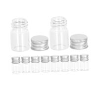 Alipis 10pièces Lot de Petits Pots Vides Verre avec Bouchons Aluminium Conteneurs De Voyage pour Poudre Bonbons Et Liquides