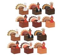 Alipis 12 Boîtes à Friandises de Dinde Multicolores en Papier Fond Plat Robuste Contenant à Bonbons pour Fête de Thanksgiving Emballage Gourmand pour Biscuits et Snacks D’Automne