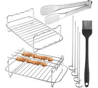 Alipis 12 pièces Accessoires Friteuse Air Racks Cuisson et Pinces Acier Inoxydable pour Four Micro-ondes et Rôtissoire Set Complet avec Brosse pour Grillades Uniformes et Faciles