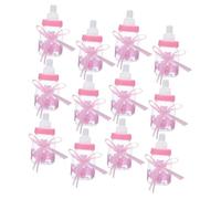 Alipis 12 Pièces Boîtes à Bonbons Plastique Transparentes Forme de Biberon Rechargeables et Vides pour de Fête Prénatale et Baptême Lot de Rose Décorations et Polyvalentes