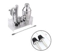 Alipis 12 pièces Set Shaker Cocktail Acier Inoxydable avec Ustensiles de Bar et Base Acrylique Kit Complet pour Barman et Mixologue à