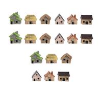 Alipis 18 Pcs Mini Maison en Résine Style Ferme Rustique, Toit de Chaume | Figurine de Paysage Miniature, Finition Précise, pour Bonsaï et Succulentes, Display de Bureau, Collection