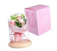 Alipis 1Pièce Lampe LED Rose Préservée sous Couvercle Verre De Saint Valentin Élégant Ambiance Chaleureuse pour Décoration