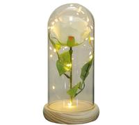 Alipis 1Pièce Rose Préservée Verre Fleur Immortelle sous Cloche Décoration Intérieur Saint Valentin Socle Et Rose