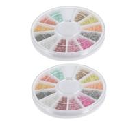 Alipis 2 boîtes Perles de Manucure Colorées Boîtes Perles Bijoux Fantaisie Multi-usages Paillettes Étincelantes pour DIY Ongles Accessoires Nail Art Festifs