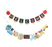 Alipis 2 Ensembles Bannière Décoration Suspendue Bienvenue pour Salle de Classe Drapeaux Colorés de Accessoire de Décoration pour Élèves