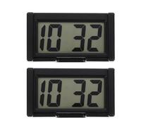 Alipis 2 Ensembles Horloge de Tableau de Bord de Voiture Adhésive Miniature Horloge Numérique Stable pour Auto Bureau et Maison Affichage Clair et Installation Facile