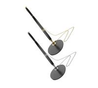 Alipis 2 ensembles Set de Stylos de Signature avec Support Adhésif et Chaîne Stylo Bille Noir et Doré pour Bureau Réception et Or pour Écriture Fluide Professionnelle