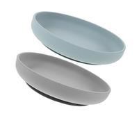 Alipis 2 pièces Assiette Ventouse Silicone Incassable pour Personnes Âgées et Handicapées Base Antidérapante Lot de Gris Foncé Gris Bleu pour Repas Adaptés à
