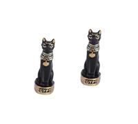 Alipis 2 Pièces Babiole Chat Égyptien Animaux en Peluche Chat Griffoir pour Tipi Tunnel De Grattoir pour Figurines Miniatures Animaux Roue De Black Résine