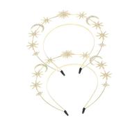 Alipis 2 pièces Bandeau Double Couches Doré avec Étoiles Six Pointes et Lune Serre-tête Métallique pour Mariées et Filles Accessoire Cheveux Mode pour Mariages et Fêtes Lot