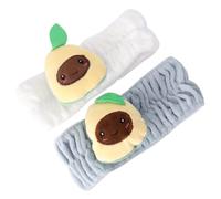 Alipis 2 pièces Bandeau Élastique Visage Design Avocat Confortable pour Lavage et Spa Accessoire Tête Cosmétiques Blanc Gris