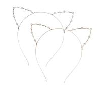 Alipis 2 pièces Bandeau Oreilles de Chat Paillettes Strass pour Femmes Serre-tête Léger Confortable Accessoire Mode Fête Mariage Quotidien Design Élégant Or et Argent