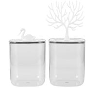 Alipis 2 Pièces Boîte De Rangement De Bois De Cygne Support De Tampon en Organisateur De -Tige Distributeur D'écouvrant en Porte-Cotons