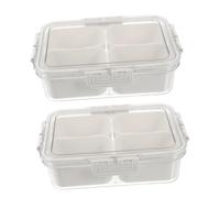 Alipis 2 Pièces Boîte de rangement d'emballage d'épices plateau de service divisé manipuler le plateau de service portable portable PET White