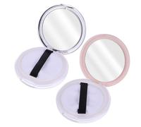 Alipis 2 pièces Boîte Poudre Cosmétique Vide Ultra Fine avec Miroir et Houppette Réutilisable Compacte pour Voyage Lot de Argent Rose