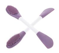 Alipis 2 pièces Brosse Silicone Double Embout pour Masque Visage Applicateur Doux et Réutilisable Outil de Beauté Ergonomique pour Application et Nettoyage Peau Sensible Lot