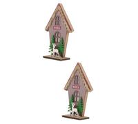 Alipis 2 Pièces cabane en rondins DIY House Decoration Hiver décor Vintage décor de Table de dîner Decoration Table Décorations de Noël Maison Miniature illuminée de noël de Noël