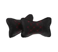 Alipis 2 pièces Coussin Appuie-tête Voiture PU Noir avec Fil Rouge Oreiller Ergonomique pour Siège Auto Soutien Cervical Respirant et Confortable pour Conduite et Détente