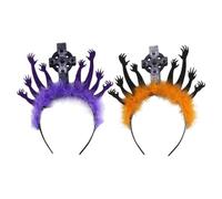 Alipis 2 pièces Halloween Headband Zombie Hand Tombstone Hairband Lightweight Spooky Party Headdress For Masquerade Costume Day Of The Dead Hair Accessory