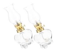 Alipis 2 Pièces Lampe à Pétrole Décorative Vintage en Verre 120ml | Chimney Transparent, Régulateur de Flamme, Usage Intérieur Extérieur, Lumière D'urgence, Style Antique