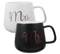 Alipis 2 pièces Mugs Céramiques Couple Blanc et Noir avec Anse Tasses Mariage Anniversaire pour Saint Valentin Souvenir Créateur Couple