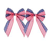 Alipis 2 Pièces Nœud Patriotique Large pour Décoration Dindépendance Polyester pour Porte Dentrée et Couronne Memorial Day et