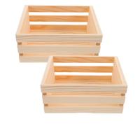 Alipis 2 Pièces Panier en Bois Miniature Réaliste pour Maison de Poupée, Caisse de Rangement Polyvalente en Bois Khaki, Décor Rustique Authentique pour Meubles de Mini-maison et Jeux