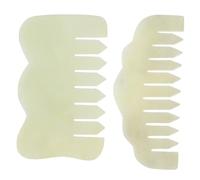 Alipis 2 pièces Peignes de Massage Jade Naturels Outils Gua Sha Scraping Massage Chevelu Corps Détente