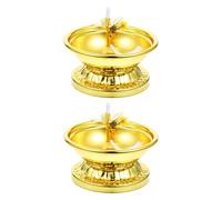 Alipis 2 Pièces Plat de Lampe à Huile pour Lampe à Beurre décorative Porte-feu de thé Lanterne de pétrole de Bureau en Alliage Golden
