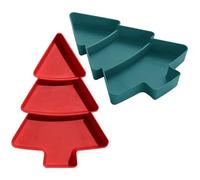 Alipis 2 Pièces Plateau à Bonbons Sapin de Noël à 3 Compartiments en PP | Assiette Festive Compacte, Rinçage Facile, pour Noix, Apéritifs, Sauces et Ornement de Table