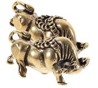 Alipis 2 pièces Porte-clés Laiton Petit Veau Décoratif Ornement de Bureau Breloques Figurine Bovin pour Décoration Vintage et Cadeau de Maison