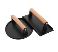 Alipis 2 pièces Presse à Burger Fonte Robuste avec Manche et Rond pour Viande Bacon et Sandwiches Presse à Gril Smash et Polyvalente