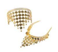 Alipis 2 Pièces Tête de Danse Bohème avec Chaîne Dorée à Sequins Accessoire Léger et Élégant pour Costume de Danse Du Ventre Photographie et Festivals