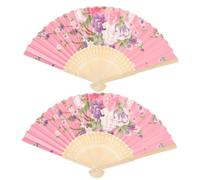 Alipis 2 Pièces Ventilateur Accessoires Rave Délirer Décoration Esthétique De La Pièce Éventails pour Femmes Pliables Gai Gland Pliage en Éventail Stand Fan Rave Soies Faux en Bois Rose