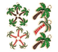 Alipis 20 pièces Breloques Pendentifs Style Hawaï Accessoire Bijoux Alliage pour Collier Boucles Oreilles DIY Léger et Brillant Mix Rouge et Palmier nacré