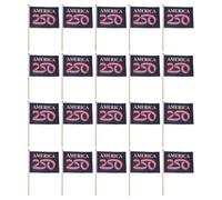 Alipis 20 Pièces Drapeau à Main Patriotique en Polyester Léger Manche en Bois, Facile à Assembler, pour Fêtes et Rassemblements en 2026, Célébration du 4 Juillet