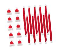 Alipis 20 Pièces Mini Bonnets de Noël Écharpes Tricotées Accessoires de Décoration pour Bouteilles Poupées pour Vos Créations Festives