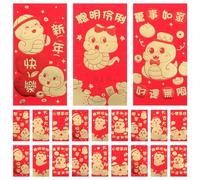 Alipis 24 Pièces Lot de Enveloppes Rouges Traditionnelles Du Nouvel An Chinois Serpent Pochettes Chanceuses pour Décorations Festives pour Année Lunaire et Mariage Format Long Grand