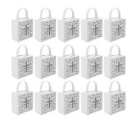 Alipis 25 Boîtes à Dragées Blanches en Papier Épais avec Croix Découpée Sachets Présents Religieux Creux pour Baptême Communion Mariage Catholique et Fêtes Chrétiennes Présents