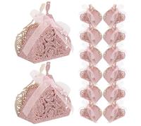 Alipis 25 Boîtes à Dragées Pailletées Roses avec Rubans, Coffrets Présents pour Mariage, Boîtes à Friandises Creuses 3d, Emballages pour Chocolats et Souvenirs D'invités