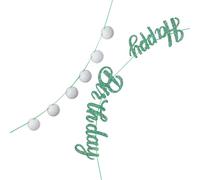 Alipis 2ensemble Guirlande Joyeux Anniversaire Verte Banderole Thème Golf pour Fête Décorations Anniversaire avec Drapeaux et Balles de Golf