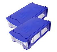 Alipis 2pièces Boîte De Rangement Modulable Bleue Tiroir à Compartiments Cases Capacité Élevée Empilable Pour Bureau Composants Et Petits Objets