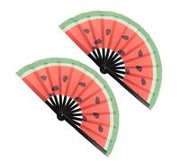 Alipis 2pièces Éventails Pliants Japonais Forme De Pastèque pour Fêtes Et Festivals Lot de Grands Éventails Décoratifs