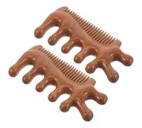 Alipis 2pièces Peigne de Massage Bois pour Cheveux Secs et Mouillés Masseur de Chevelu avec Outil de Soin Design Unique pour Relaxation Faciale et Corps