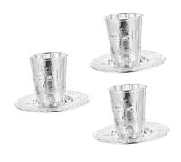 Alipis 3 Ensembles délicate Tasse de Shabbat Tasse Sainte de Bureau Coupe sacrée de Pâque Coupe de vin de fête Coupe de vin de havdalah Alliage de Zinc Silver